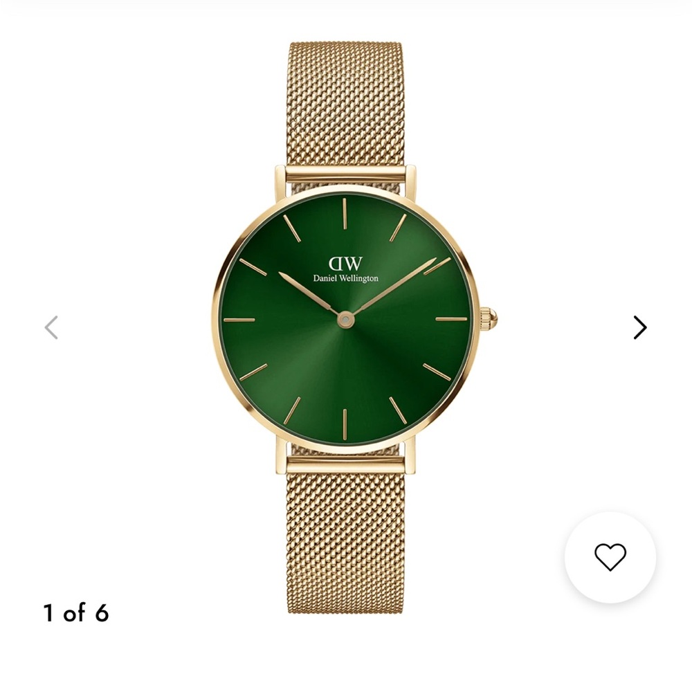 Daniel Wellington Gold Mesh Watch with Green Dial